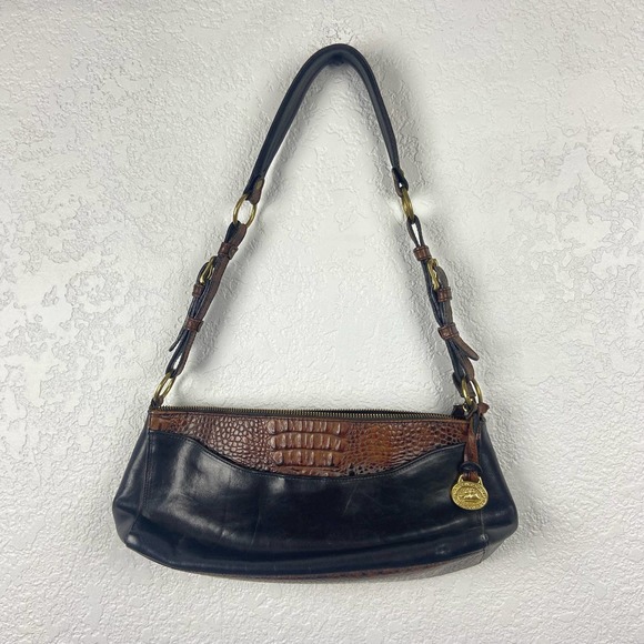 Brahmin Handbags - Brahmin mini black and brown leather croc shoulder bag